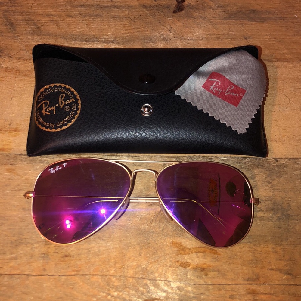 NWOT Ray Ban Pink Flash Aviators